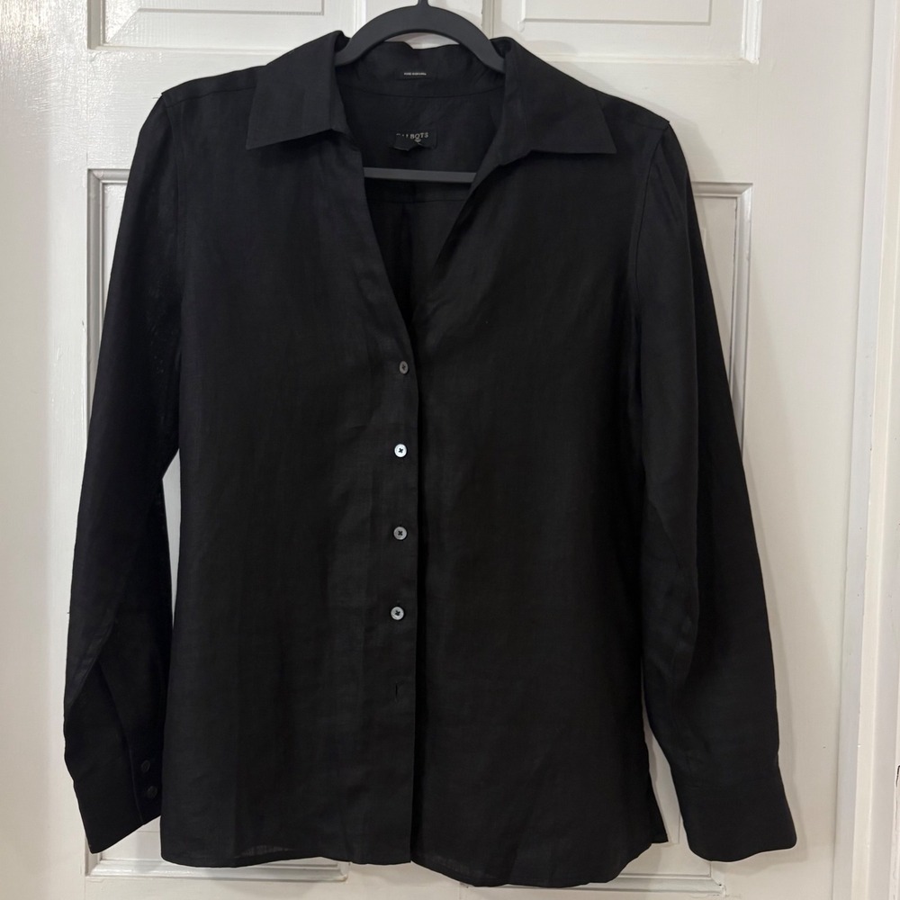 Talbots Pure Irish Linen Shirt 10P Button Down Classic Chic Capsule Office